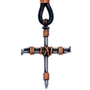 Nail Cross Pendant Necklace Silver Hand Made